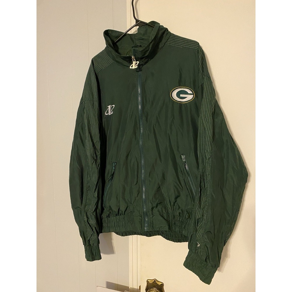 Green Bay Packers Men's Jacket XL Logo Athletic Windbreaker NFL Green Football